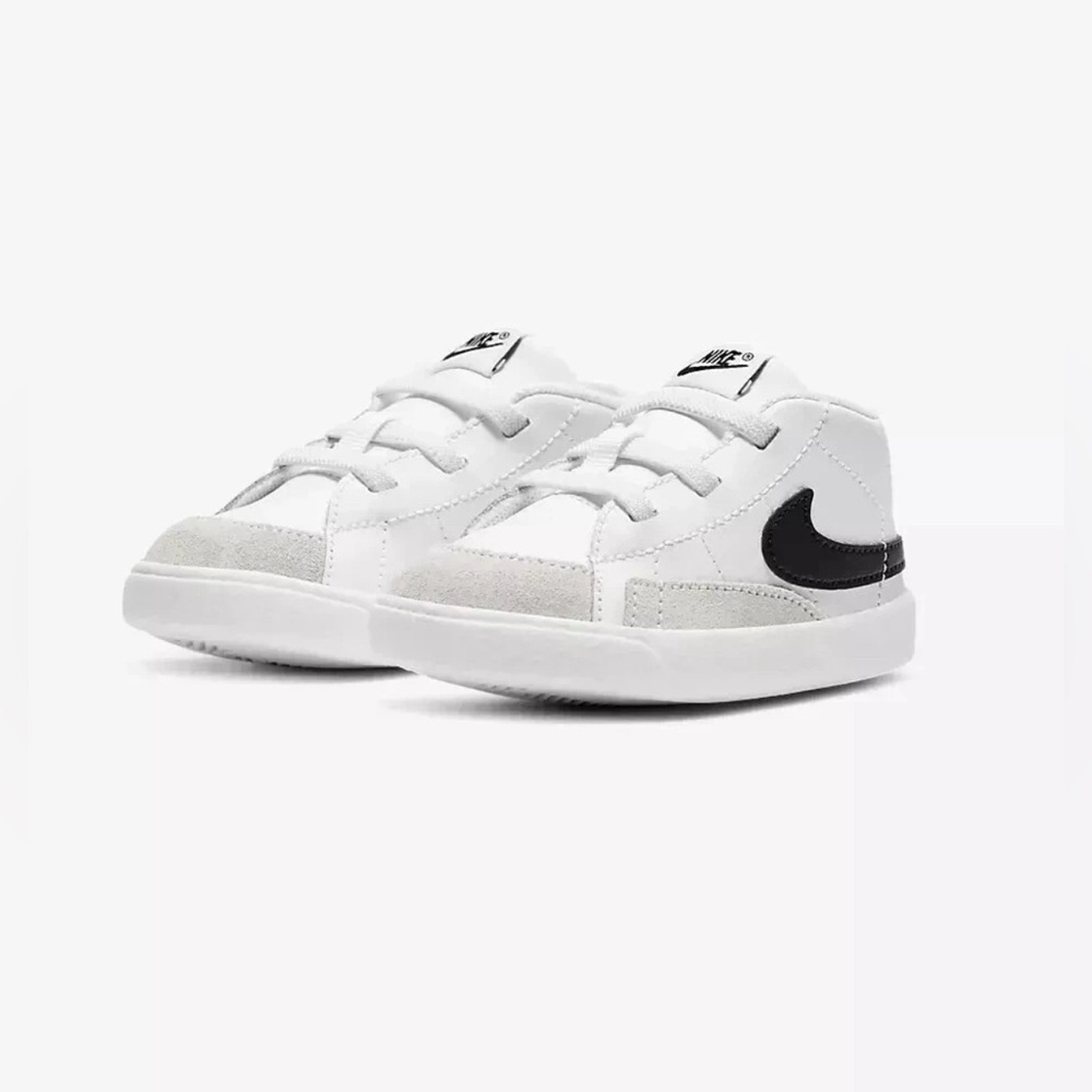 Nike Blazer Kids Baby Mid ‘77 Crib Booties White & Black Sneakers Size 2C